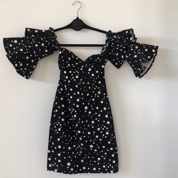 FashionNova Beautiful Pauletta MiniDressBlackWhite - Picture 5 of 8